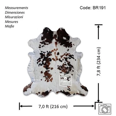 Cowhide Rug Exotic Tricolor High Quality Hair on Hide Size: Jumbo(XL)BR191 - Image 1 of 4