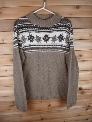 Northern Reflections vintage 90s sweater fall Maple leaves Cable Knit Canada L - Image 1 of 4