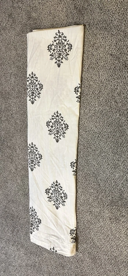 "Cortinas de algodón marfil TAHARI gris estampado medallón dos paneles 93""" Foto 1 de 4