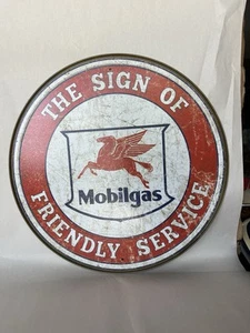 The Sign Of Mobile Gas Friendly Service Schild 12" rund Metall hängend Gasschild - Bild 1 von 2