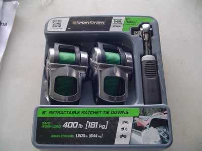 (QTY 2) Smart Straps Ratchet Strap 6ft GRN 1,200lb Break Strength Green #638 - Image 1 of 4
