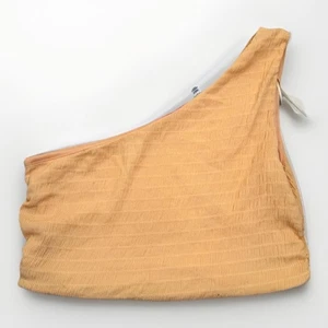 SOMETHINGNEW One Shoulder Top Womens Size L Orange Textured Tube Stretchy - Picture 1 of 5