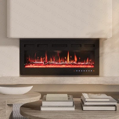 Chimenea Eléctrica 50", Empotrada Montada en Pared y Chimenea en Pared Calentador Llama Foto 1 de 4