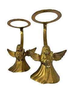 Candelabros votivos de ángel de latón vintage - Juego de 2 - Decoración ornamentada de mediados de siglo - Imagen 1 de 5