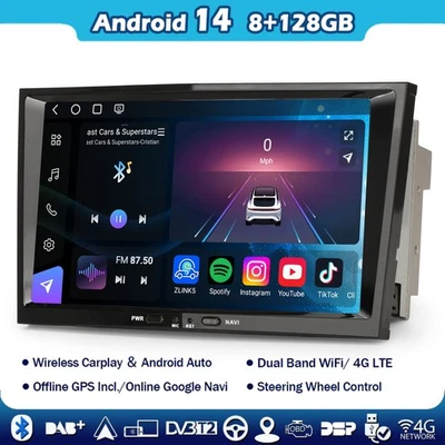 128GB 8-Kern Android 14 Autoradio Opel Astra H Combo Corsa Zafira Signum Vivaro - Bild 1 von 4
