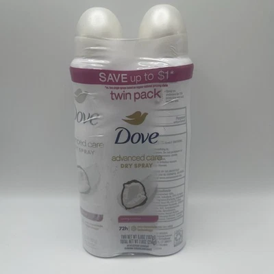 Dove Advanced Care Dry Spray 72 Hr Spray Caring Coconut Twin Pack Net WT 3.8 Oz - Image 1 of 3
