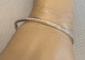 Brazalete Brazalete Rarezas Oro 925 Vermeil Bisagras Plata Corte Diamante Ilusión 7" - Imagen 1 de 12