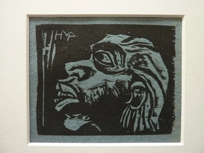 MAX PECHSTEIN - Original Holzschnitt von 1920 "Kopf eines Insulaners" !! - Bild 1 von 3
