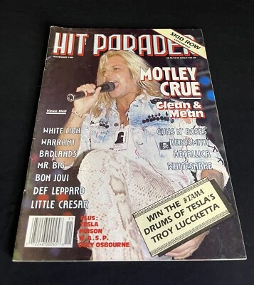 Hit Parader Magazine November 1989 Motley Crue + Skid Row Poster vince Neil - Image 1 of 4