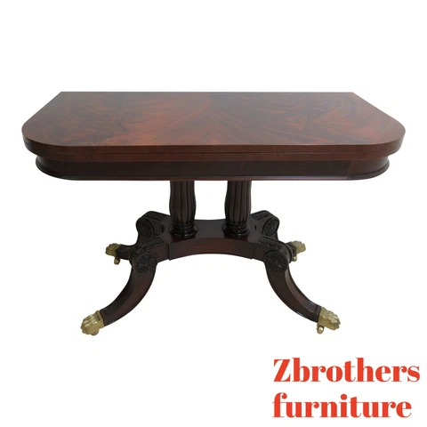 Councill Craftsman Furniture  Flip Top Game Dining Table Paw Foot Flame Mahogany Cover
