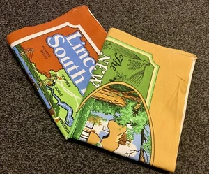 2 Vintage Tea Towels New Forest & Lincolnshire& South Humberside Never Used - Picture 1 of 15