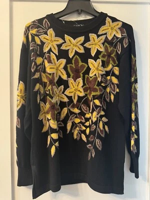 Ручной вышитый украшенный тяжелый сделанный цветочный шерстяной свитер редкий винтажный 3 - Изображение 1 из 3