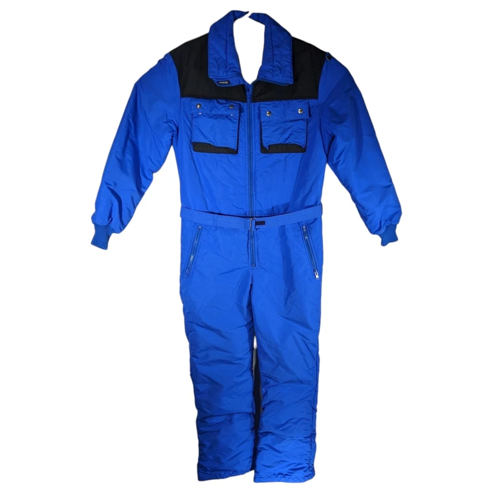Slalom Ski Suit Mens Large One Piece Snowsuit Blue Snow Bib VTG 80s Thinsulate - Image 1 of 4