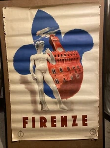 Original Rare Florence 1939 Travel Poster 26 X 38” Enit, Manifesto Firenze - Picture 1 of 10