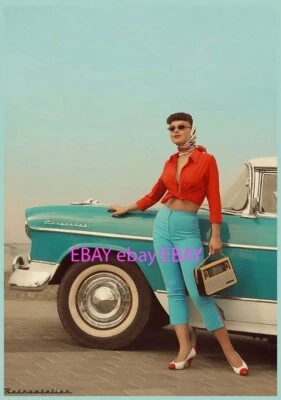 1960s PINUP Girl With Car, Fashion, Model, Sexy MAGNET 2x3" Refrigerator Locker - image 1 of 3