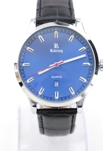 Rötting Design Herrenuhr blaues Ziffernblatt DATUM Lederarmband 3 ATM NEU