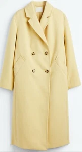 H &M Double -Breasted Coat , Light Yellow, Sz M. SZ Details In Description - Picture 1 of 12