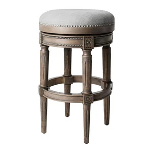 Maven Lane Pullman Bar Stool; Reclaimed Oak Finish w/Ash Grey Fabric(For Parts) - Picture 1 of 6
