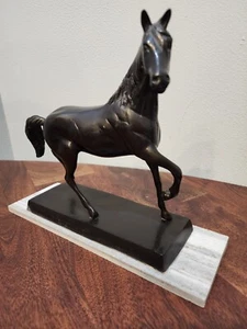 Vintage Bronze Pferd Statue Figur auf Marmor hervorragender Zustand USA - Bild 1 von 13