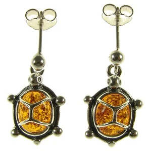 Pendientes de plata de ley 925 con ambar del Baltico joyeria - Picture 1 of 1