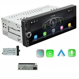6.86" Single 1 Din Car Radio Bluetooth Stereo Touch Multimedia Carplay Android - Picture 1 of 17