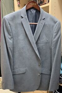 Kenneth Cole Reaction Blazer 48R Gray Plaid Fully Linen 2 Button Vented