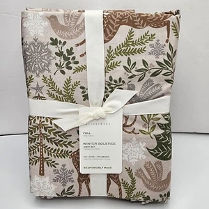 NEW Pottery Barn Winter Solstice Percale FULL Sheet Set deer Stag alpine - Picture 1 of 1