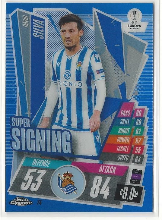 2020-21 Topps Chrome Match Attax David Silva Blue Refractor #/150 Real Sociedad - Image 1 of 1