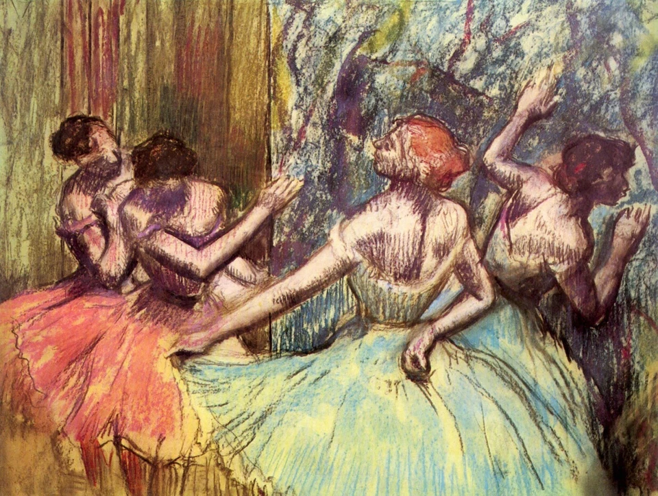 Cuatro bailarines detrás de escena #2 por Edgar Degas Giclee Bellas Artes Repro sobre lienzo Foto 1 de 1