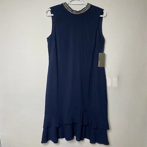 Donna Ricco Navy Blue Jewel Neck Sleeveless Cocktail Dress, Size 6 NWT - Picture 1 of 6