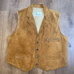 Gino Lederjacke Weste Mantel Wildleder Sherpa Easy Rider Western Vintage 70er Herren 40 - Bild 1 von 16