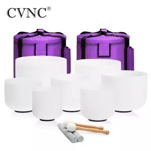 432Hz 6"-12" 7 Pcs Quartz Crystal SingingBowl Chakra Set W/Case Sound Heal Reiki - Picture 1 of 9