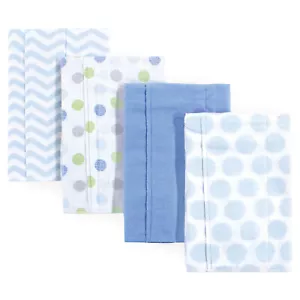 Luvable Friends Baby Boy Cotton Flannel Burp Cloths 4pk, Blue, One Size - Picture 1 of 1