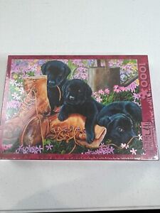Jack Pine Puzzle Co. (1000-Piece) Trouble in the Garden Lab Dog Jigsaw Puzzle