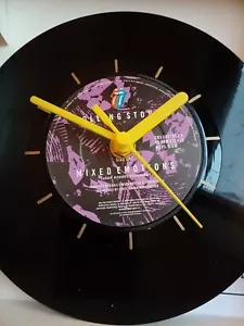 7" Vinyl Record Upcycled Retro Wall Clock 45 RPM- Rolling Stones Mixed Emotions - Picture 1 of 6