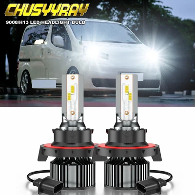 2pc H13 9008 LED Headlight Bulbs Conversion Kit 6500K Fit Nissan NV200 2013-2020 - Imagem 1 de 4
