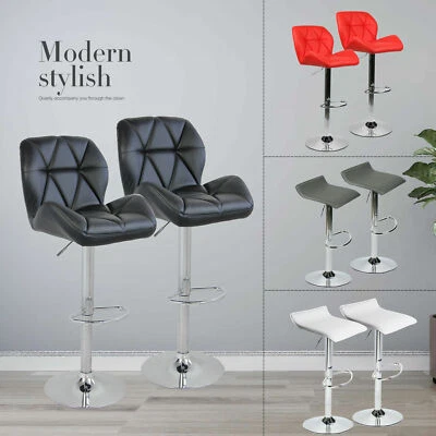 Bar Stools Set Of 2 Office Pub Swivel Adjustable Counter Dining Chair PU Leather - Image 1 of 4