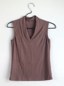 Women's Tank Top  V-Neck Sleeveless Blouse Stretch T-Shirts Dark Brown Large - Picture 1 of 7