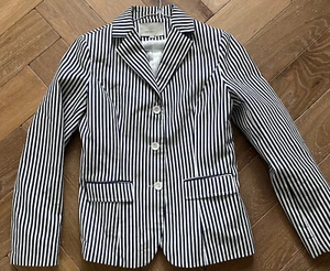 Ladies Navy White Striped Fitted Single Breast Jacket UK12 LAVISH ALICE - Picture 1 of 6