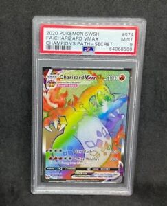 Pokemon Champion's Path Charizard Vmax 74/73 Secret Rainbow Rare Holo PSA 9 MINT