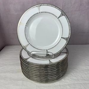 Set/12 Gorham Gatehouse Platinum Salad/ Desert Plates 8” Fine China USA Art Deco - Picture 1 of 9