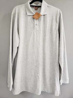 NUEVA Camisa Harrington Hombre Grande Manga Larga Gris Sólido Cuello Foto 1 de 4