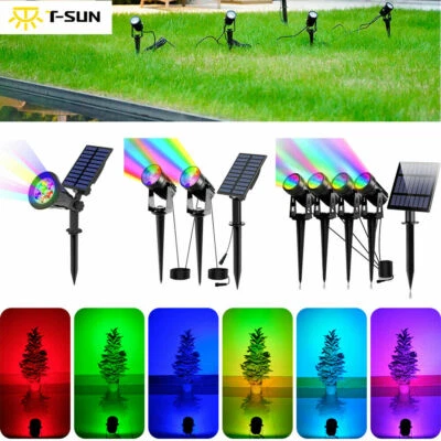 1/2/4PCS Solar LED RGB Spotlights Outdoor Garden Security Pathway Landscape Lamp - Image 1 of 4