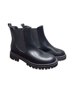 Old Navy Chunky Chelsea Boots Womens Size 8 Black Leather Pull On Outdoor NWT - Picture 1 of 6