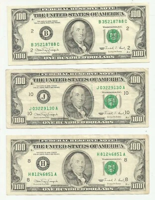 Lot of 2 Series 1990 $100 Notes from New York and St. Louis LOT 63 - Image 1 of 2