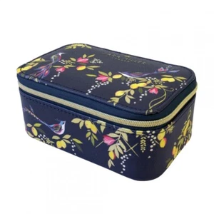 Sara Miller Navy Orchard Birds Travel Jewellery Case Box ORGANIZER - Picture 1 of 3