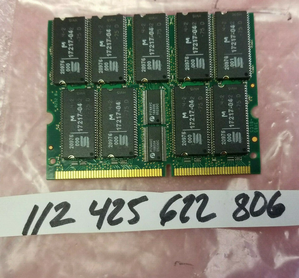  1GB 4RX8 SDRAM PC133 PC SD 133 133MHZ 144PIN SODIMM  ECC QUAD RANK  32X8  - Image 1 of 1