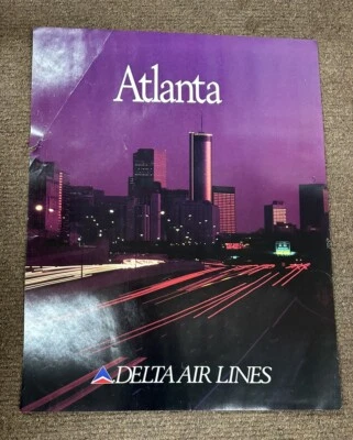 Delta Airlines ATLANTA  Travel Poster Original 1990s  22x28 ⬇️￼ - Image 1 of 4
