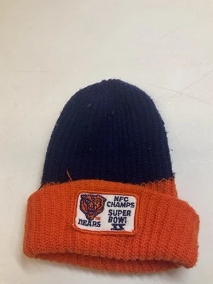 Винтажная зимняя вязаная шапка Chicago Bears NFL 1985 Super Bowl 80-е ПОДЛИННАЯ - Изображение 1 из 4
