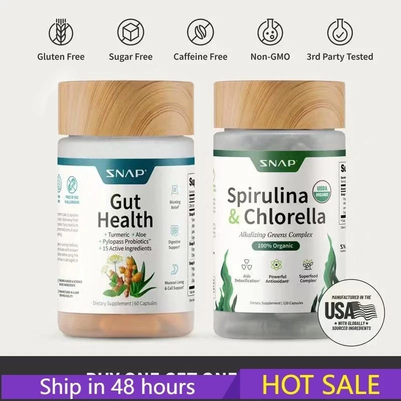 SNAP Gut Health Supplement With Tumeric Aloe Probiotic Helps Digestion Bloat Two - Image 1 of 4